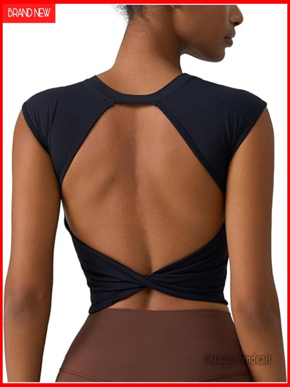 Slim Fit Workout Top Built-in Bra Cap Sleeve Backless Yoga Crop